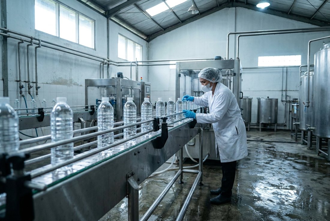 Lini produksi air minum dalam kemasan