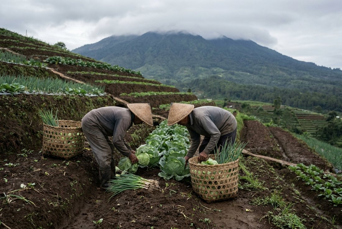 Panen sayur di lereng Jawa Barat